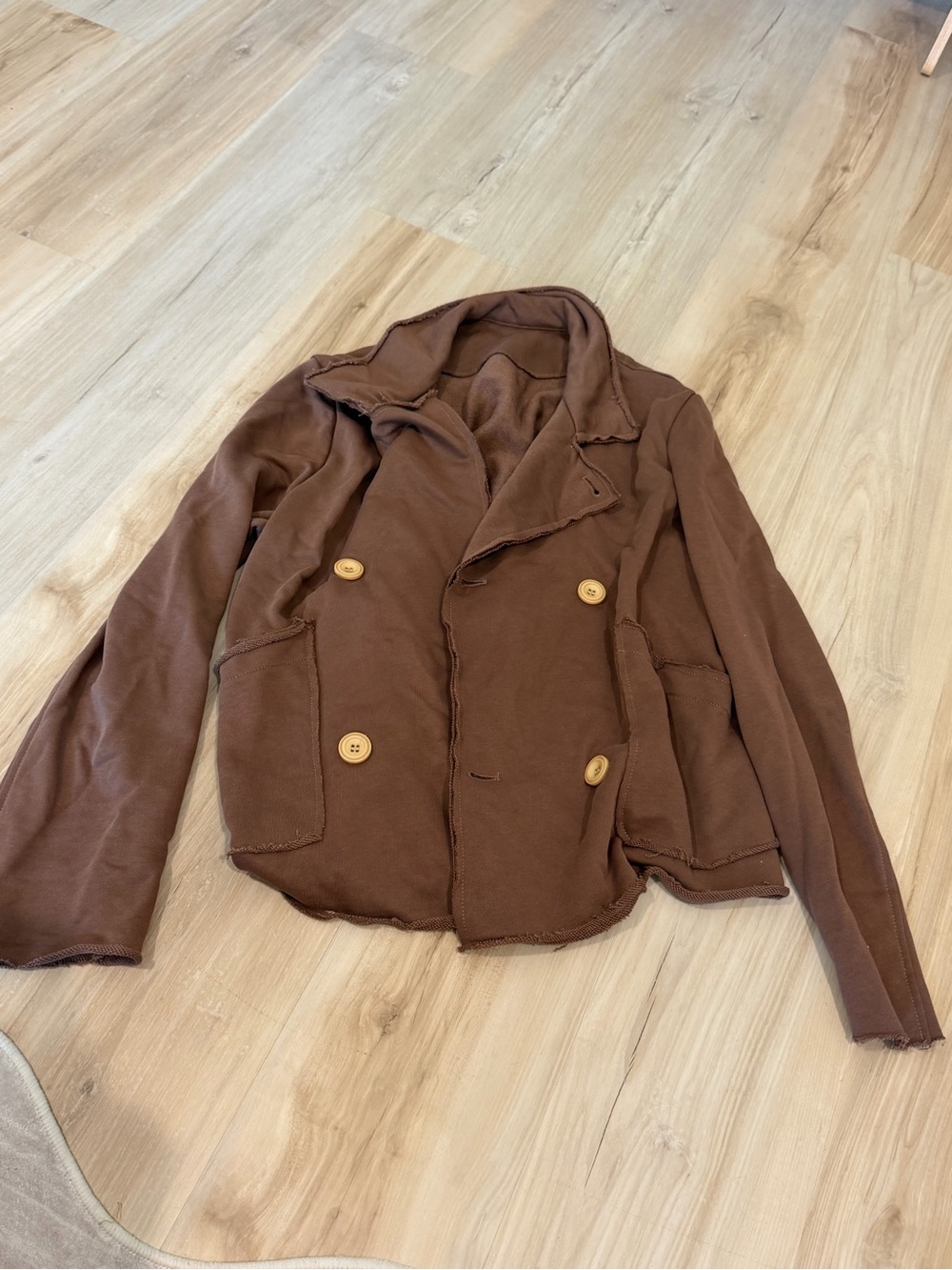 Brown Double-Breasted Button Jacket